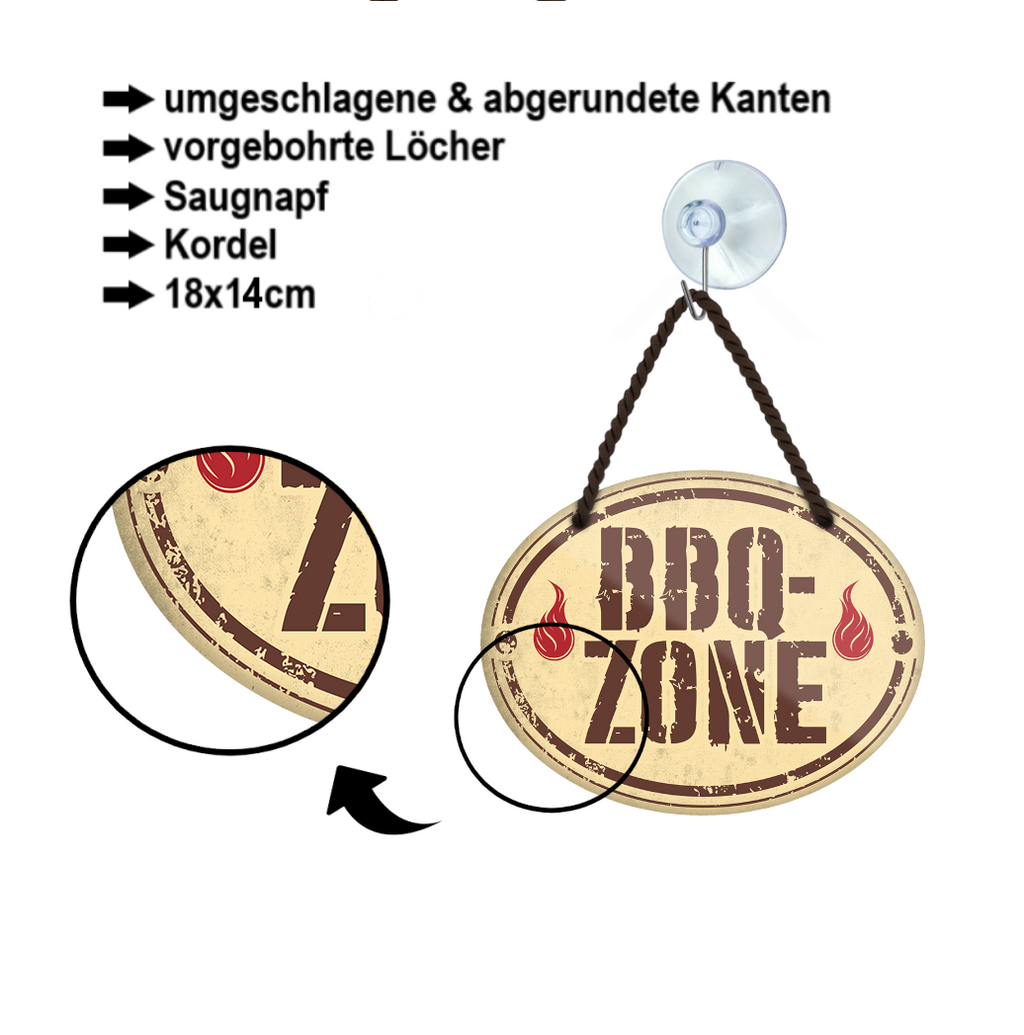 Blechschild ''BBQ Zone'' 18x14cm