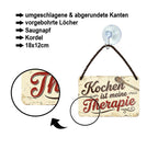 Blechschild ''Kochen ist meine Therapie'' 18x12cm