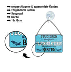 Blechschild ''Studieren kann jeder Flugbegleiterin'' 18x12cm