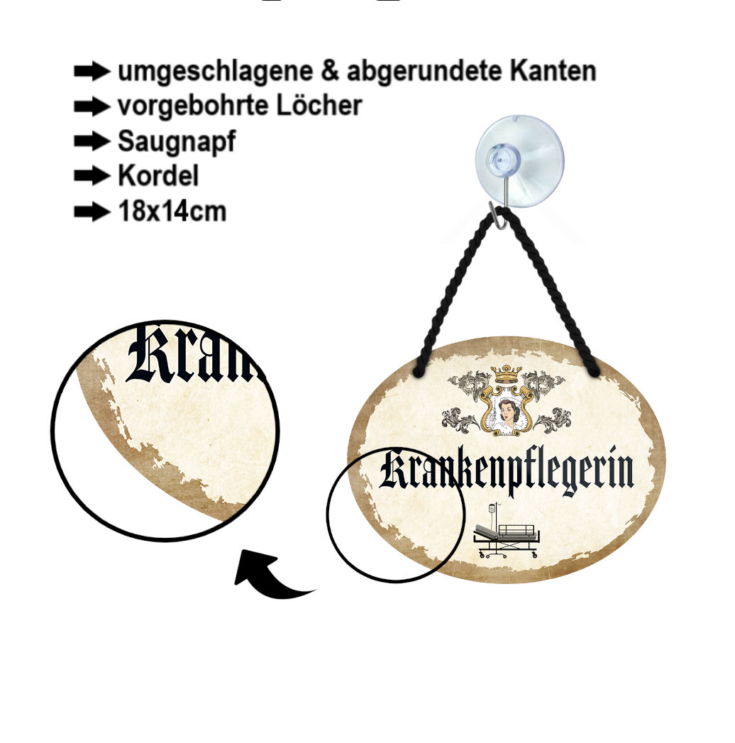 Blechschild ''Krankenpflegerin'' 18x14cm