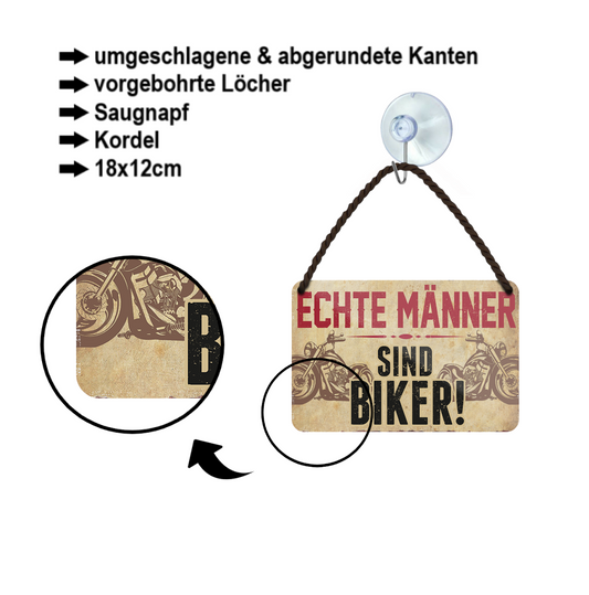 Blechschild ''Echte Männer sind Biker (braun)'' 18x12cm