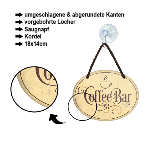 Blechschild ''Coffee Bar'' 18x14cm
