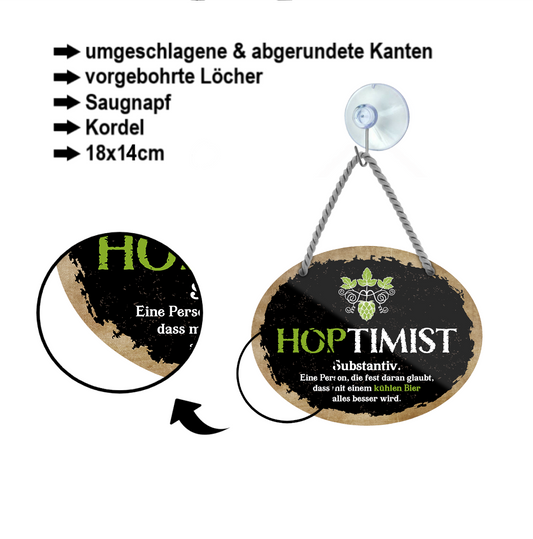 Blechschild ''Hoptimist'' 18x14cm