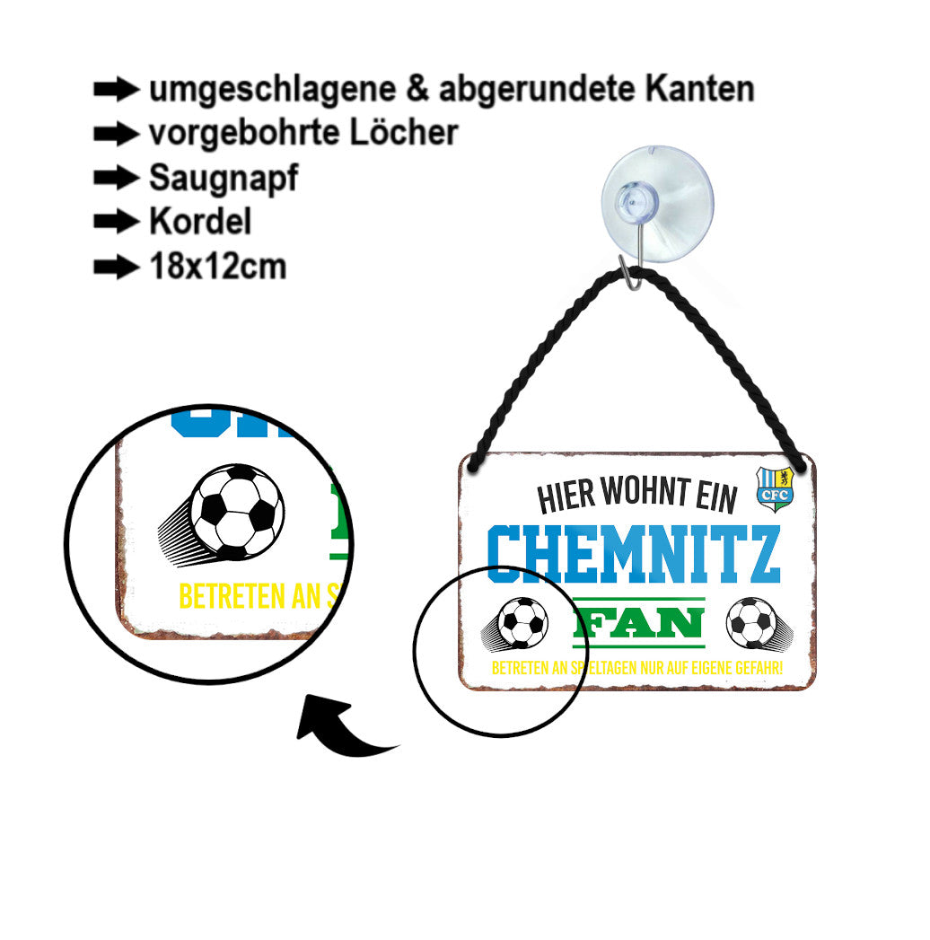 Blechschild ''Chemnitz Fan'' 18x12cm