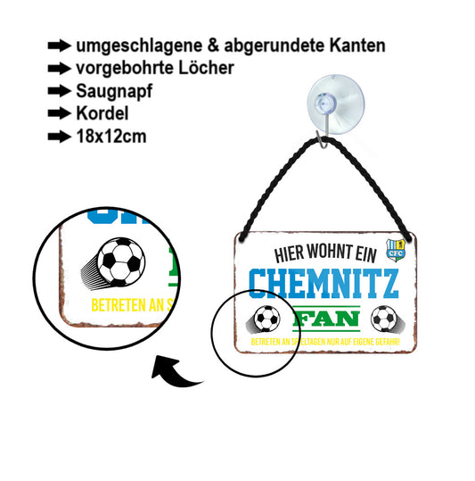 Blechschild ''Chemnitz Fan'' 18x12cm