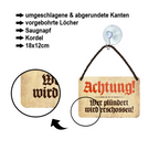 Blechschild ''Achtung. Wer plündert wird erschossen'' 18x12cm