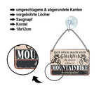 Blechschild ''Geld allein macht nicht glücklich Mountainbike (mit fahrer)'' 18x12cm