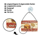 Blechschild ''Burger & Pommes sind meine Therapie'' 18x12cm