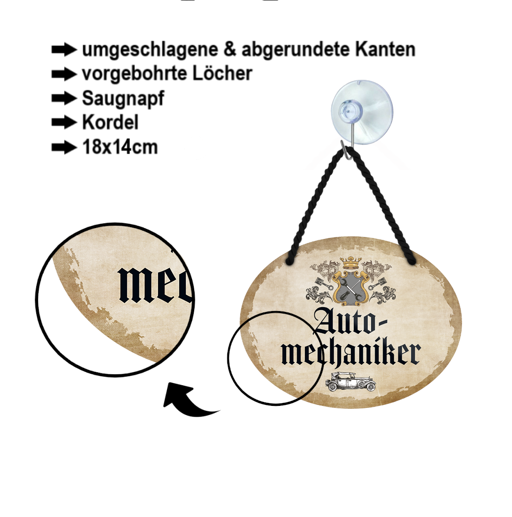 Blechschild ''Automechaniker'' 18x14cm