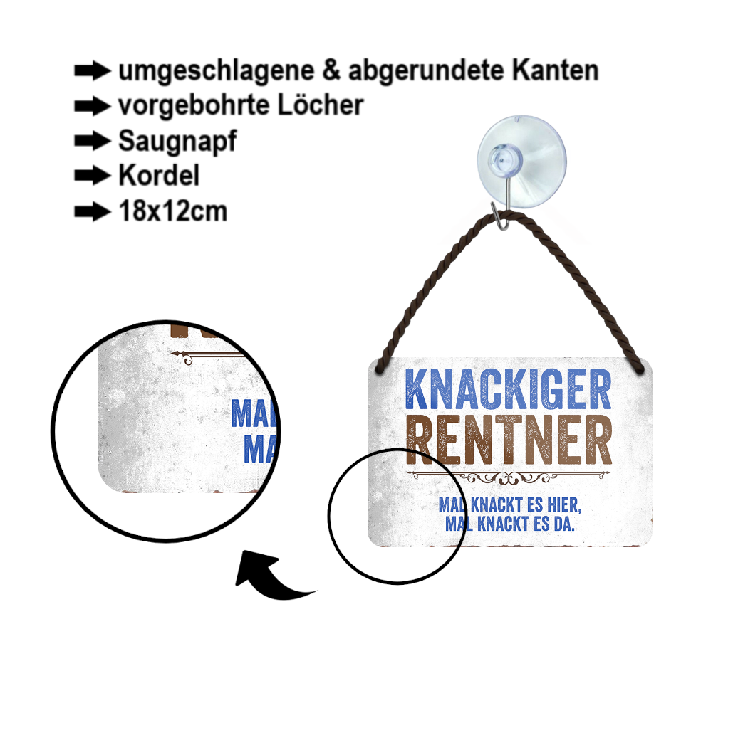 Blechschild ''Knackiger Rentner'' 18x12cm