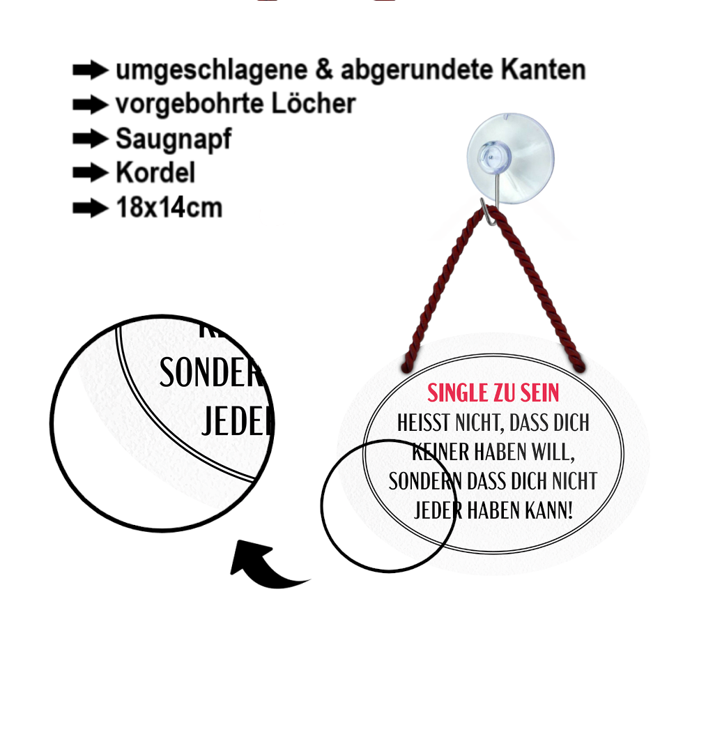 Blechschild ''Single zu sein heisst, dass nicht nicht jeder haben kann'' 18x14cm