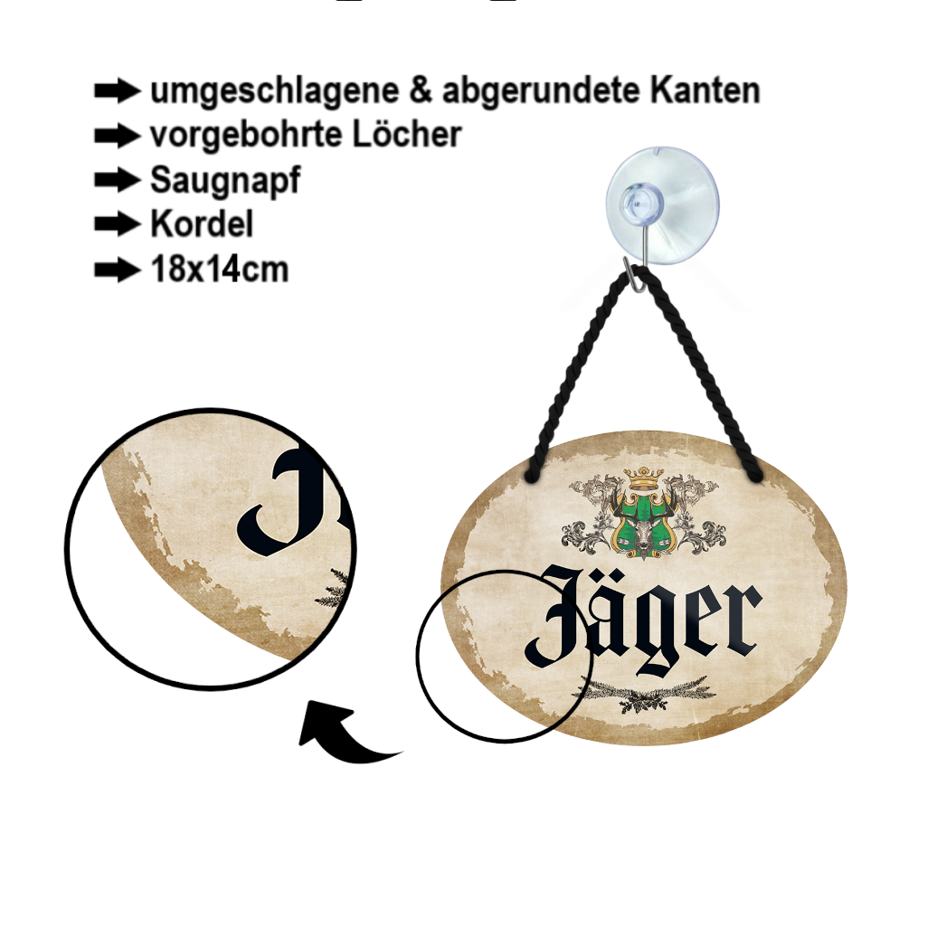 Blechschild ''Jäger'' 18x14cm