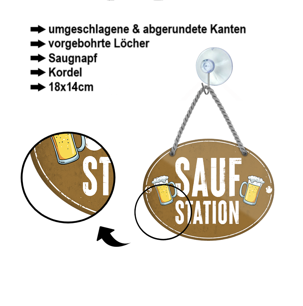 Blechschild ''Saufstation'' 18x14cm