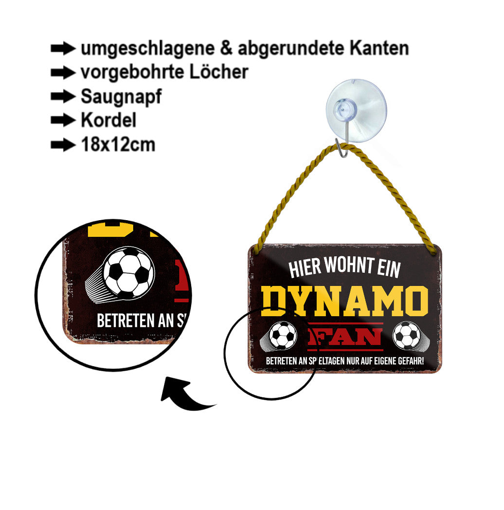 Blechschild ''Dynamo Fan Schwarz'' 18x12cm