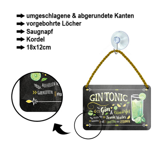 Blechschild ''Gin Tonic'' 18x12cm