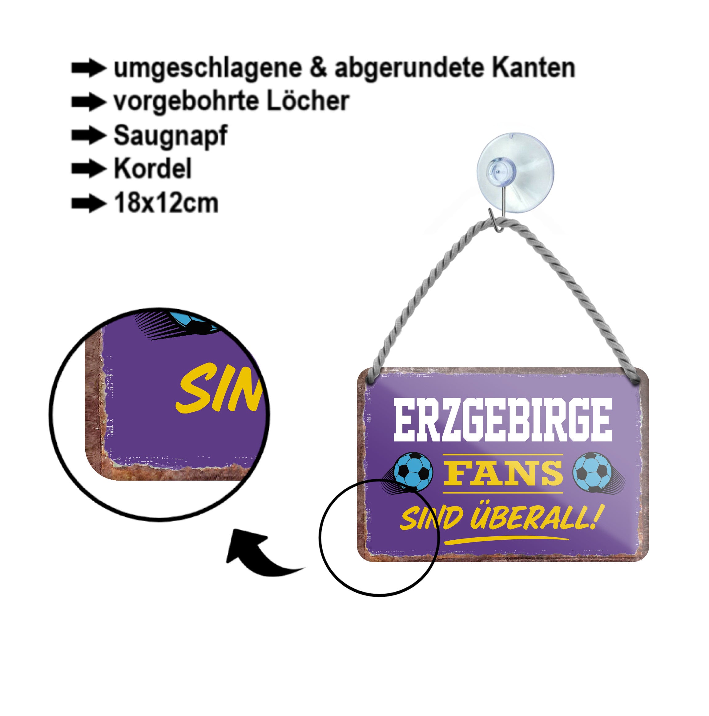 Blechschild ''Erzgebirge Fans sind überall!'' 18x12cm