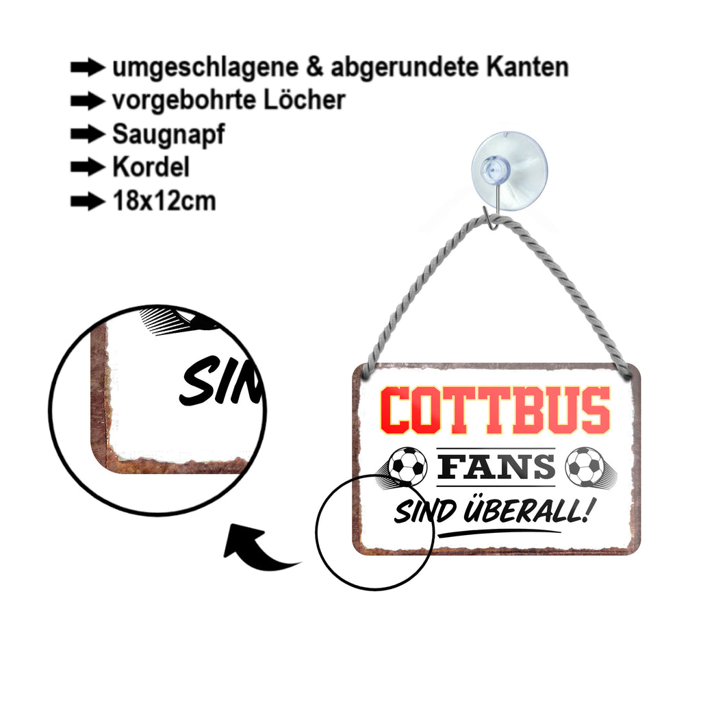 Blechschild ''Cottbus Fans sind überall!'' 18x12cm