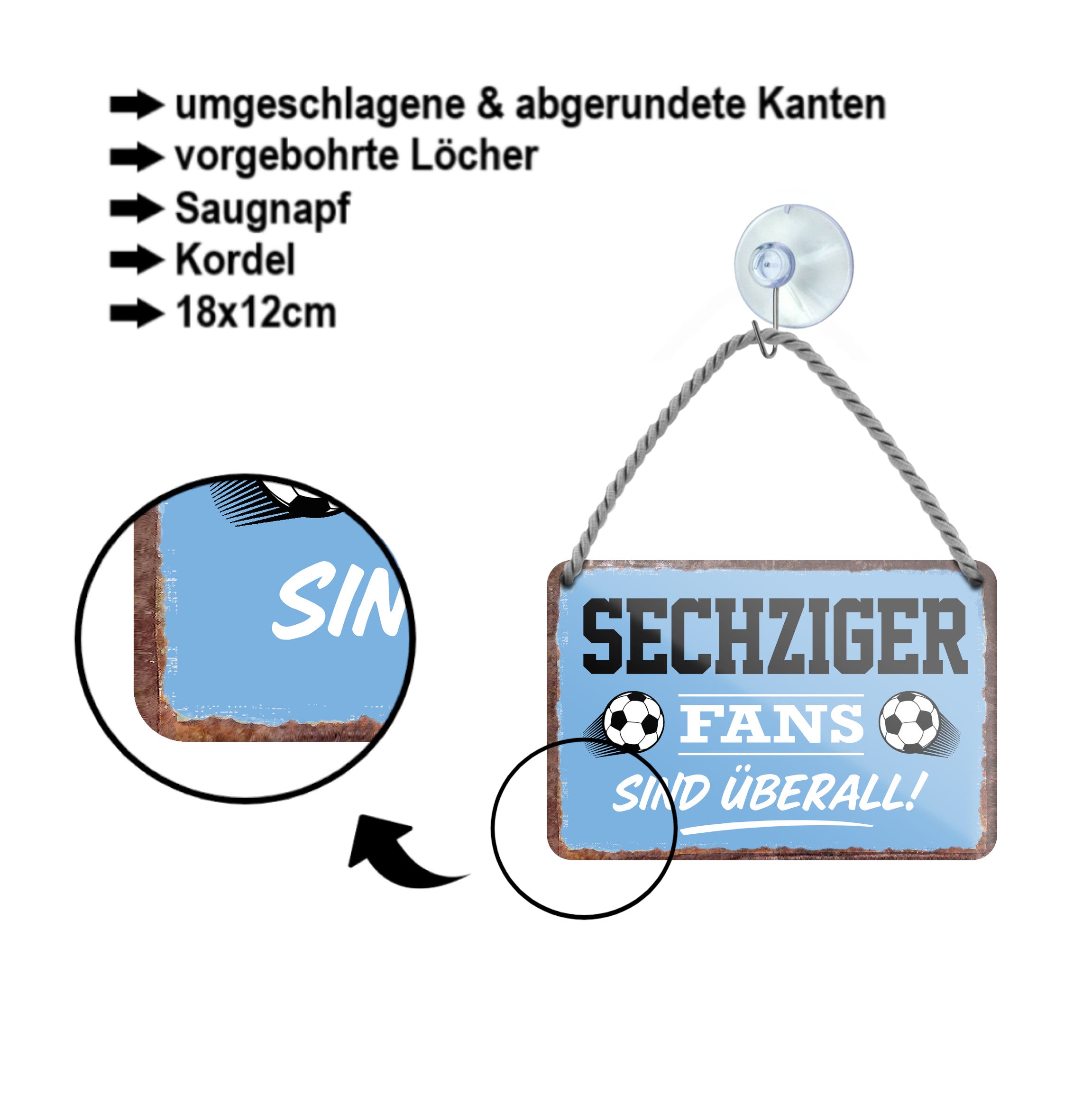Blechschild ''Sechziger Fans sind überall!'' 18x12cm