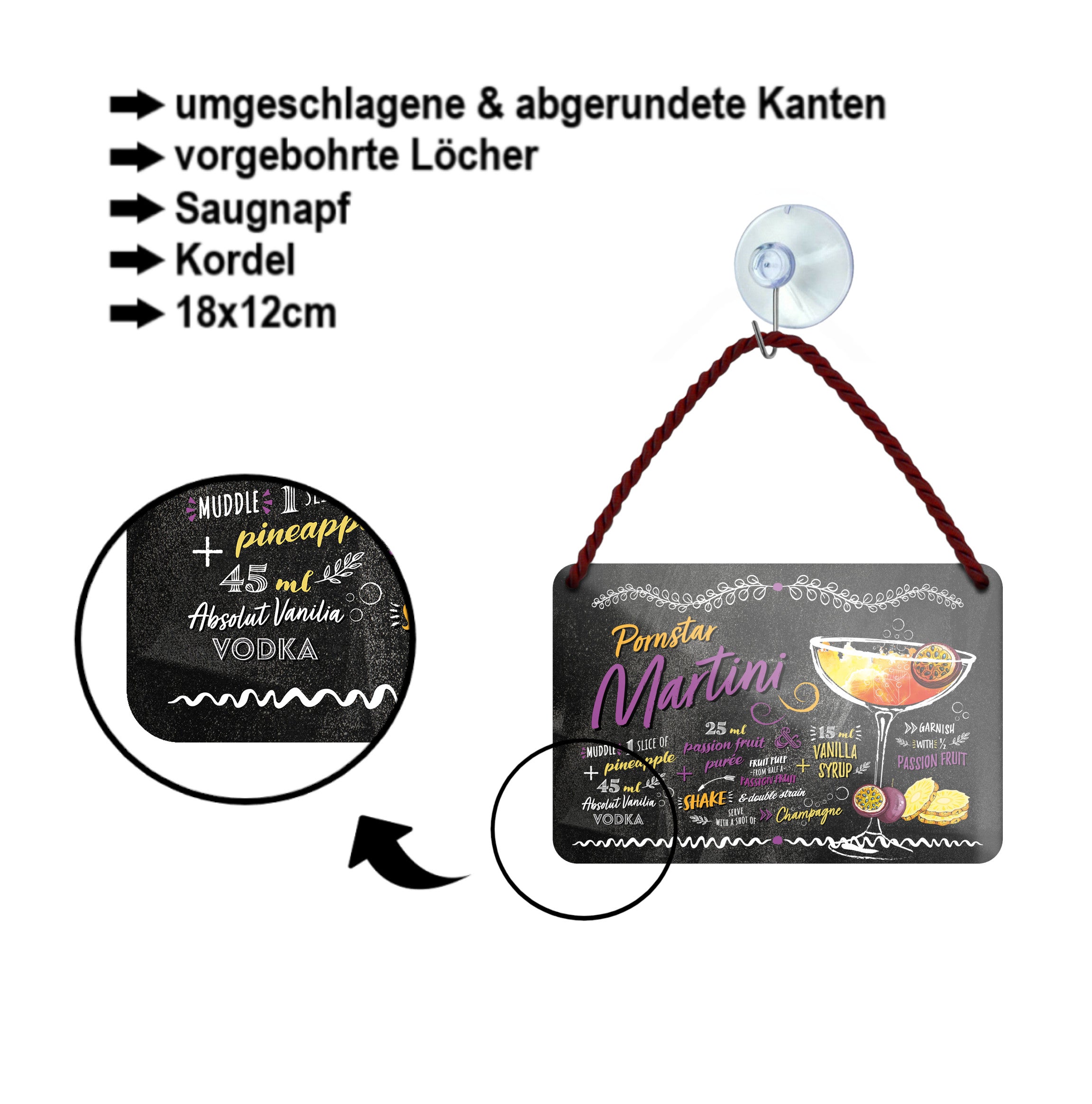 Blechschild ''Pornstar Martini'' 18x12cm
