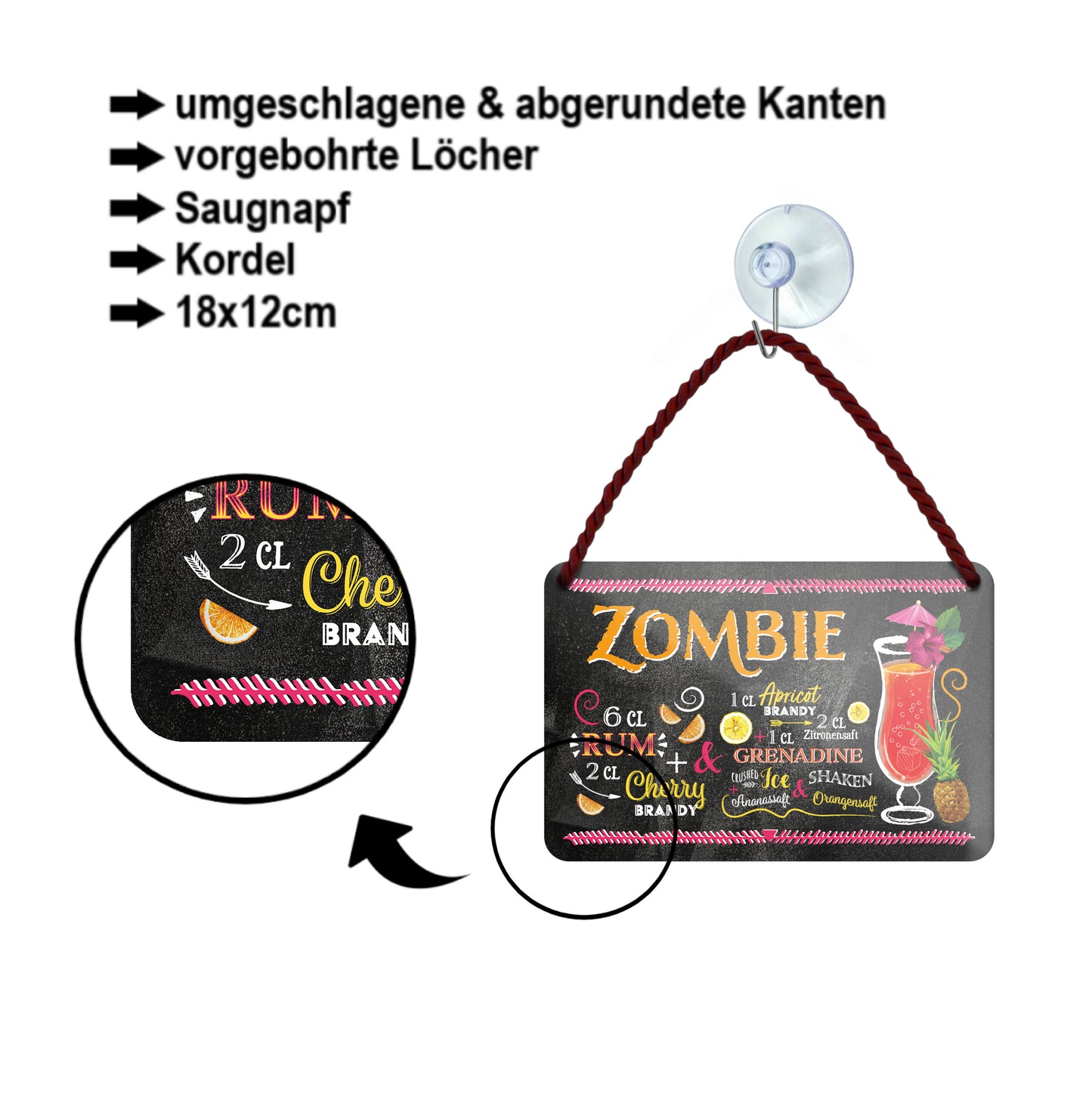 Blechschild ''Zombie'' 18x12cm