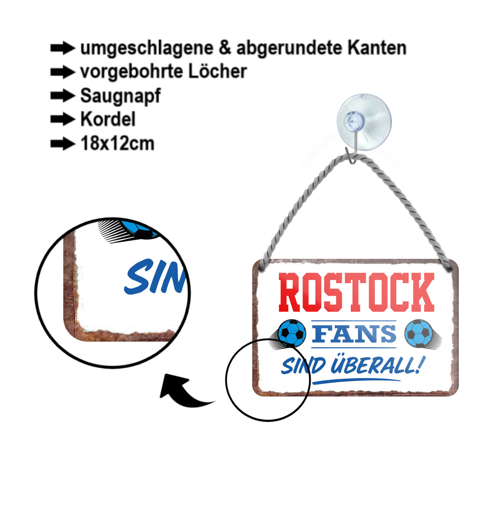 Blechschild ''Rostock Fans sind überall!'' 18x12cm