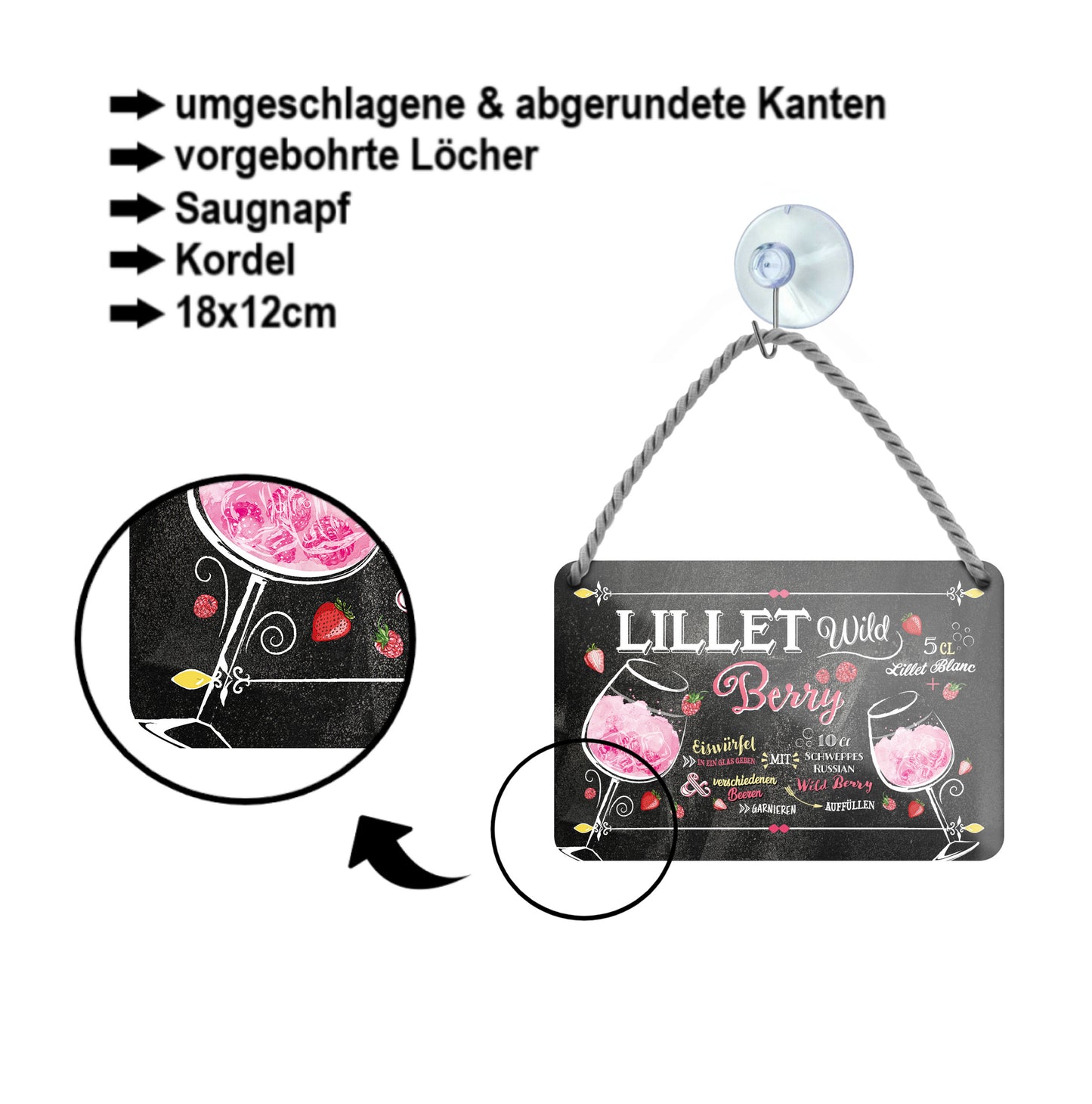 Blechschild ''Lillet Wild Berry'' 18x12cm