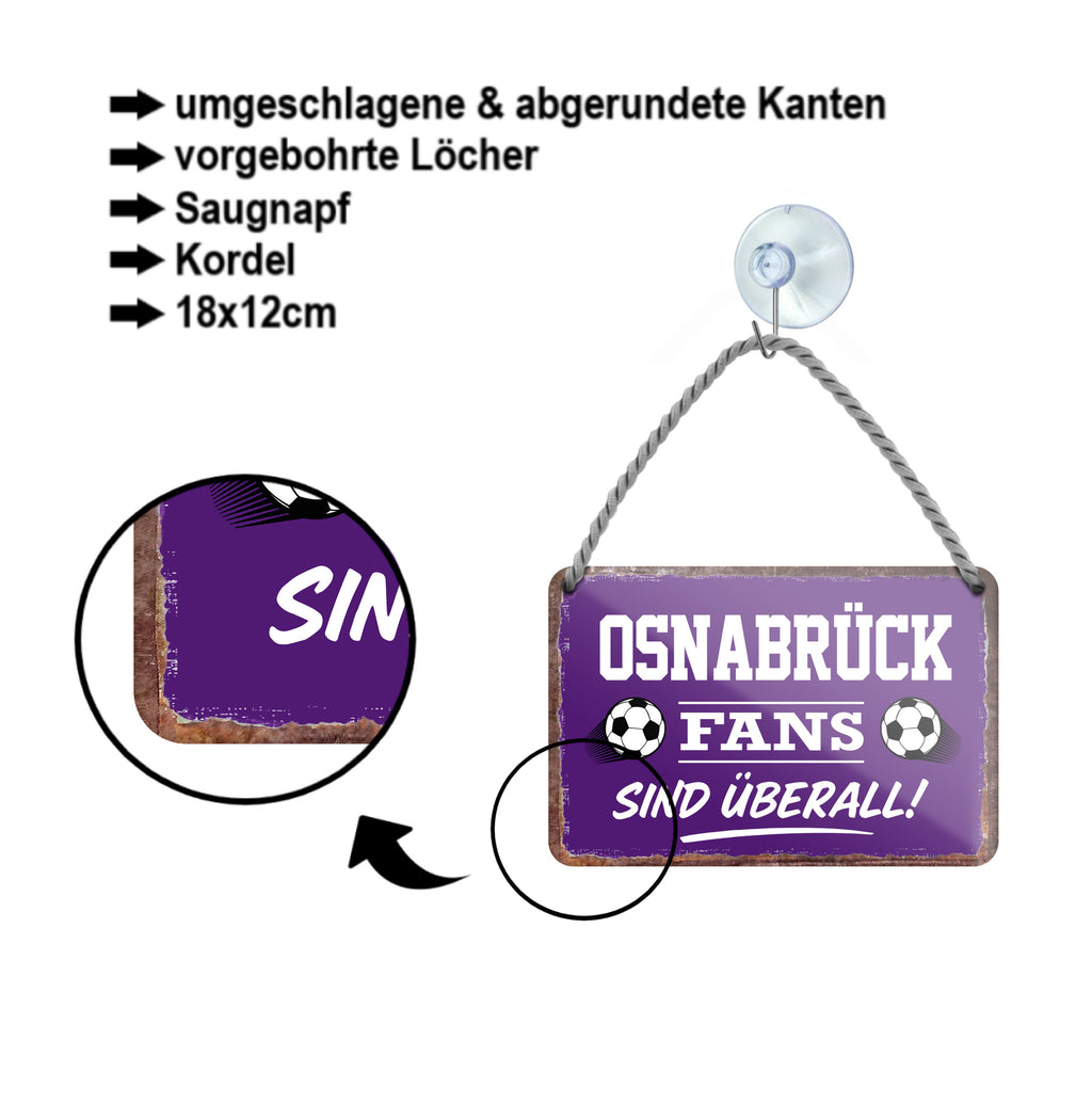 Blechschild ''Osnabrück Fans sind überall!'' 18x12cm