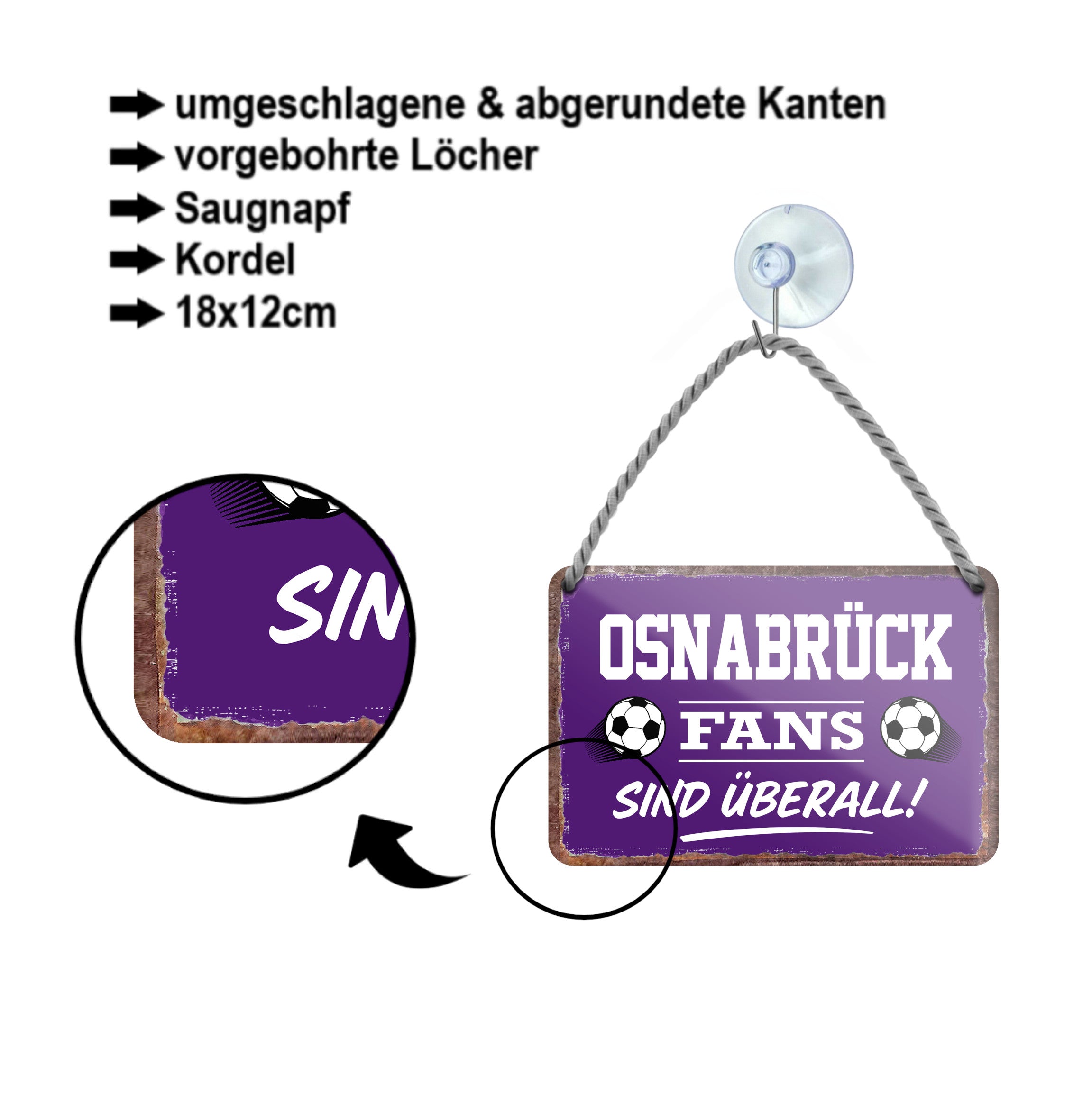 Blechschild ''Osnabrück Fans sind überall!'' 18x12cm