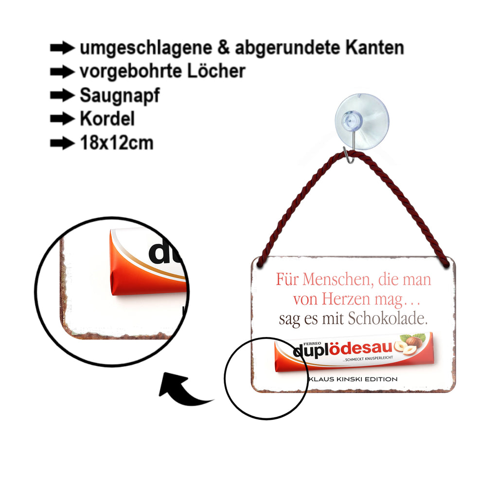 Blechschild ''Für Menschen die man mag Duplödesau'' 18x12cm