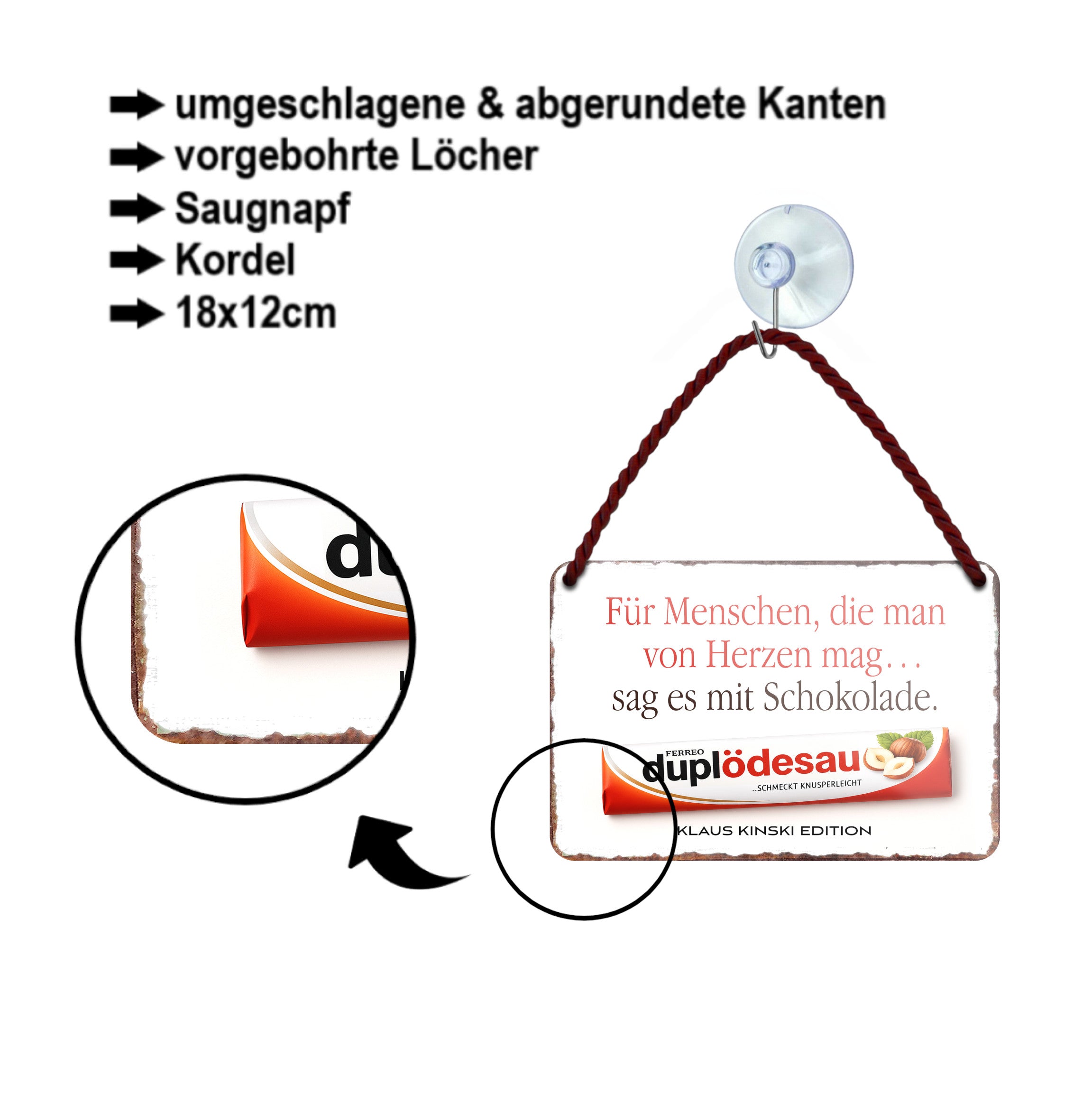 Blechschild ''Für Menschen die man mag Duplödesau'' 18x12cm
