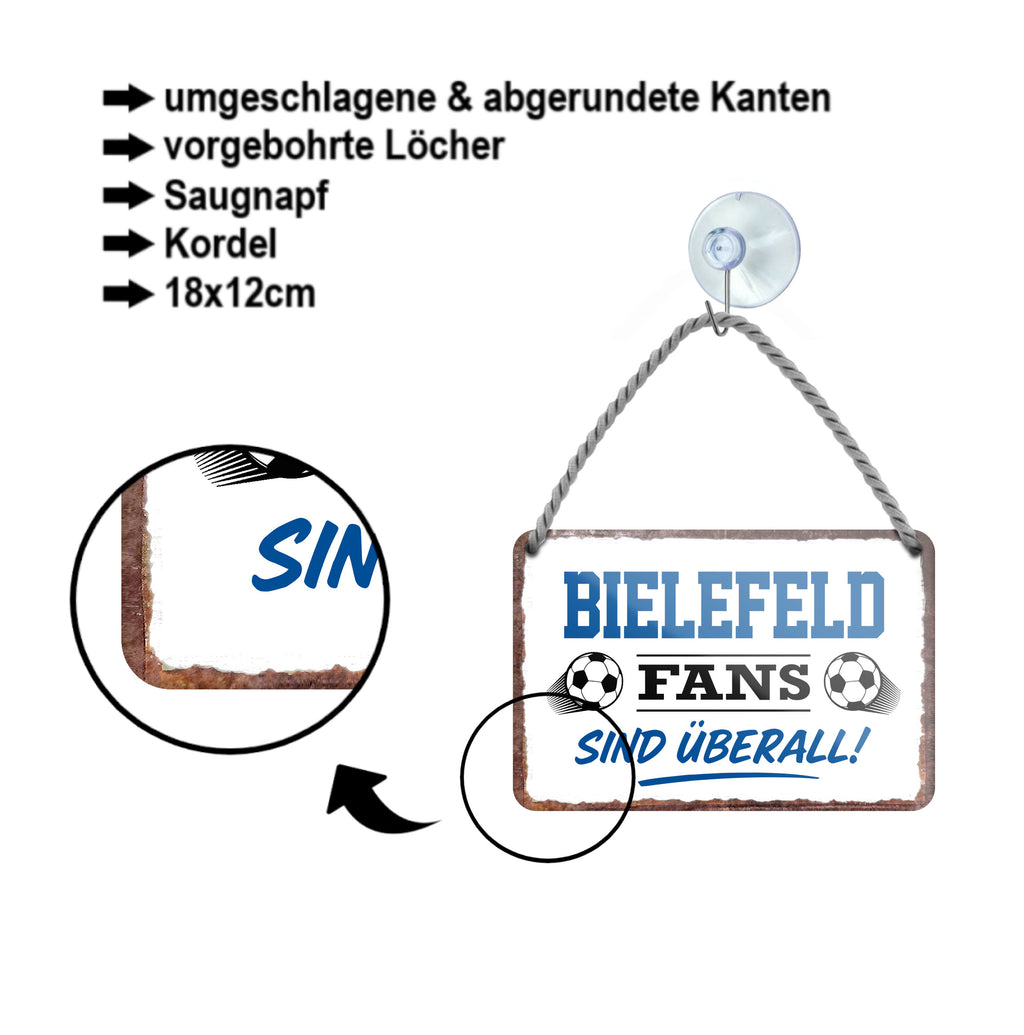 Blechschild ''Bielefeld Fans sind überall!'' 18x12cm