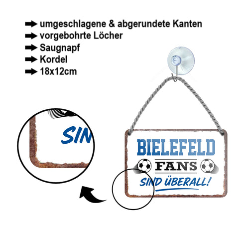 Blechschild ''Bielefeld Fans sind überall!'' 18x12cm