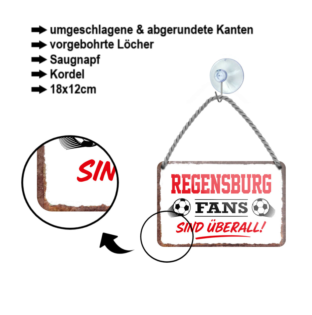 Blechschild ''Regensburg Fans sind überall!'' 18x12cm
