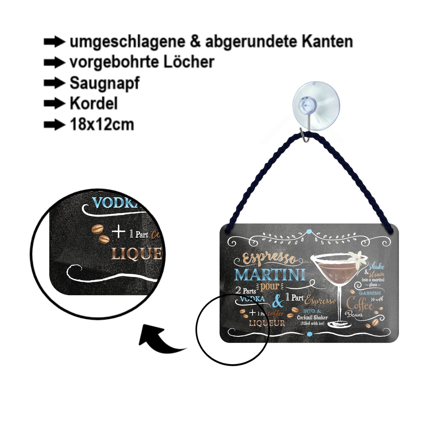 Blechschild ''Espresso Martini'' 18x12cm