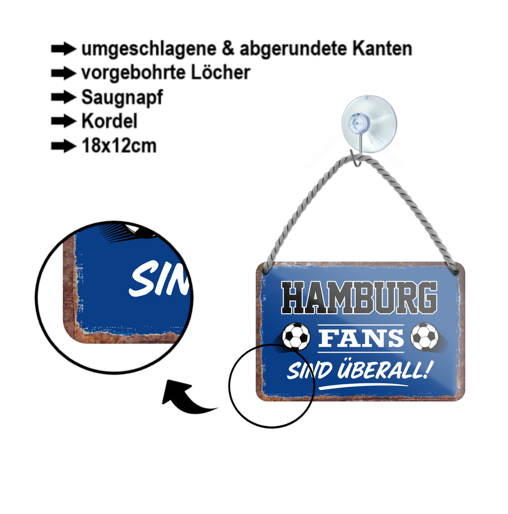 Blechschild''Hamburg Fans sind überall!'' 18x12cm