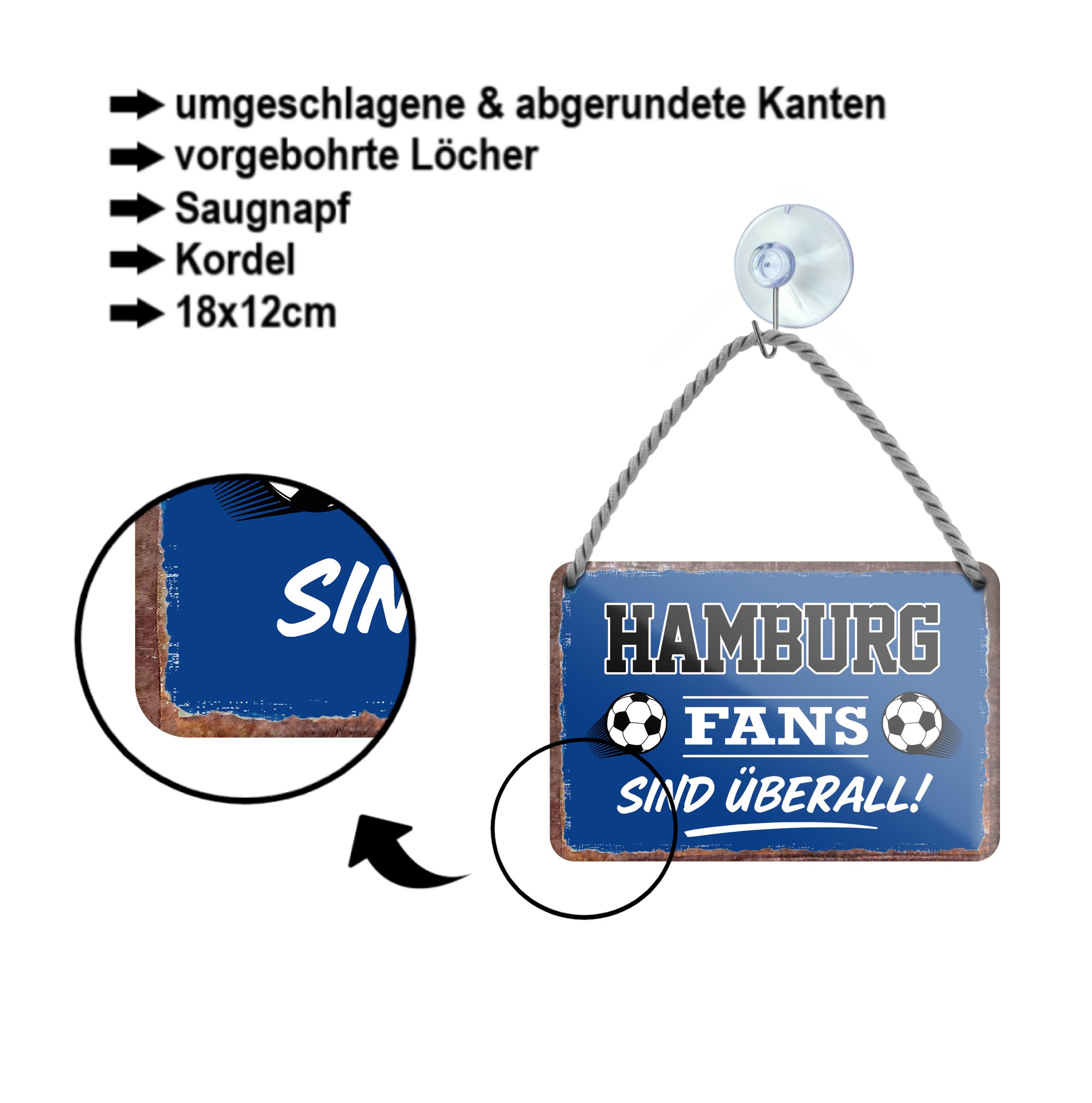 Blechschild''Hamburg Fans sind überall!'' 18x12cm