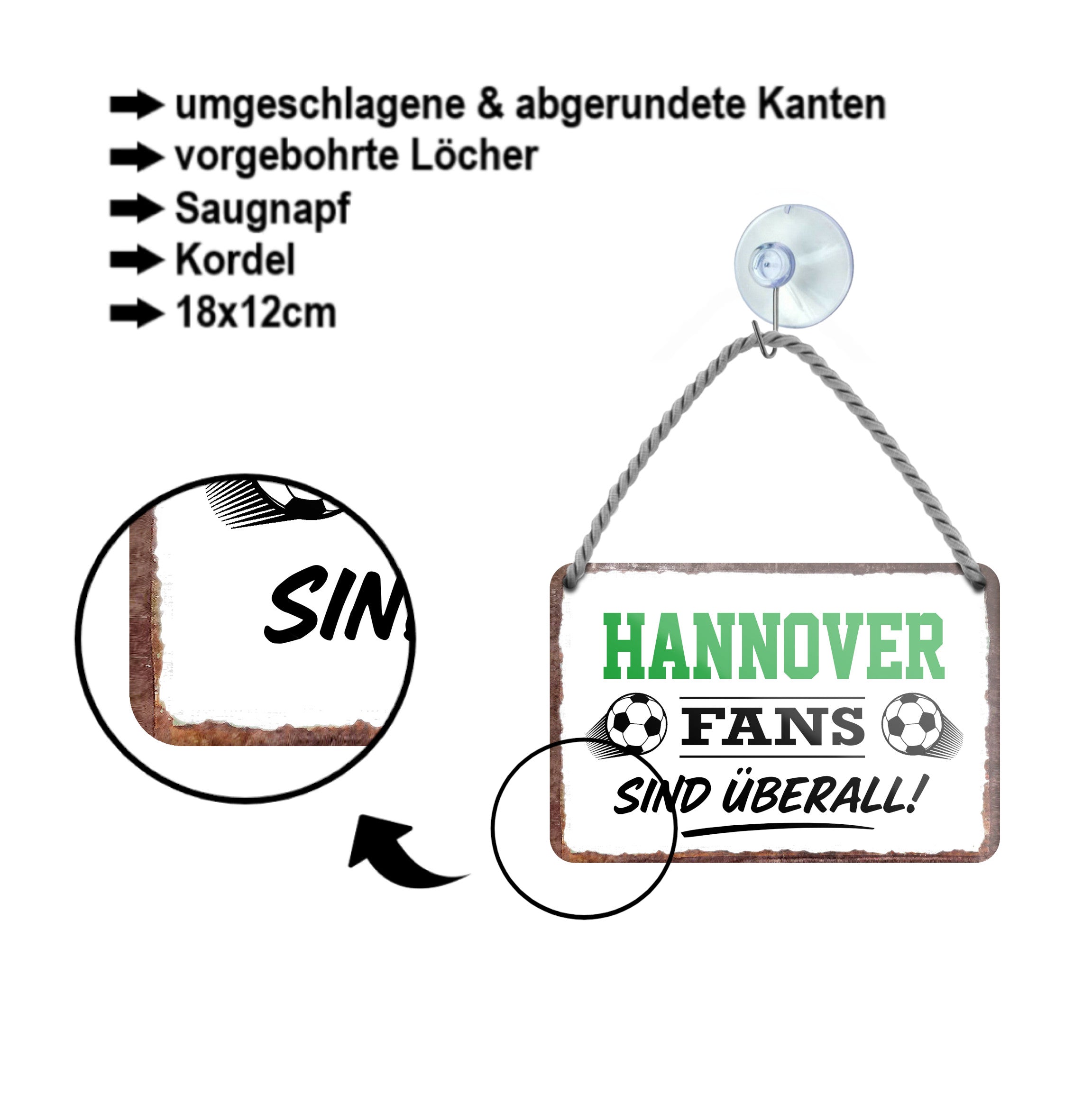 Blechschild ''Hannover Fans sind überall!'' 18x12cm