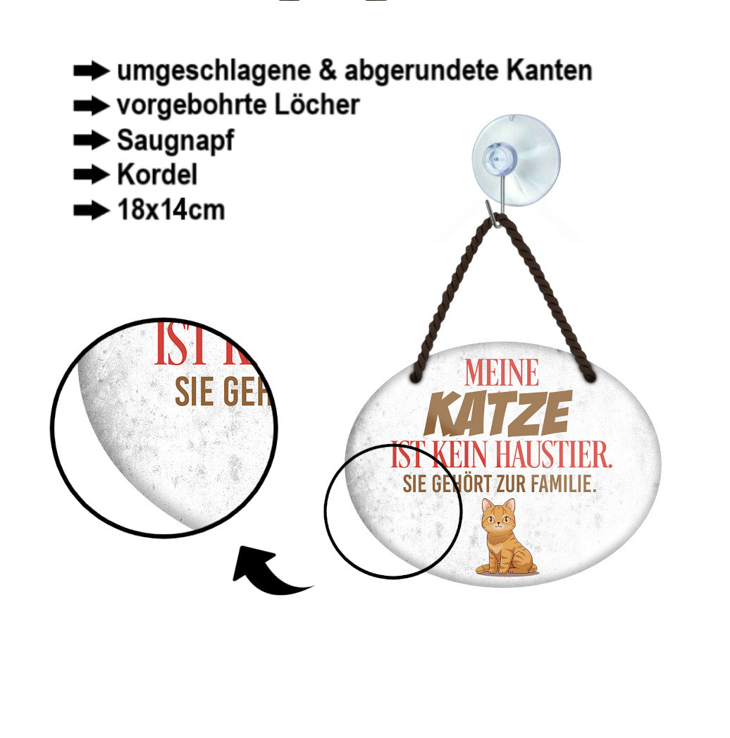 Blechschild ''Meine Katze ist kein Haustier Familie'' 18x14cm