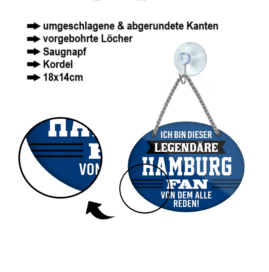 Blechschild ''Ich bin dieser legendäre Hamburg Fan'' 18x14cm