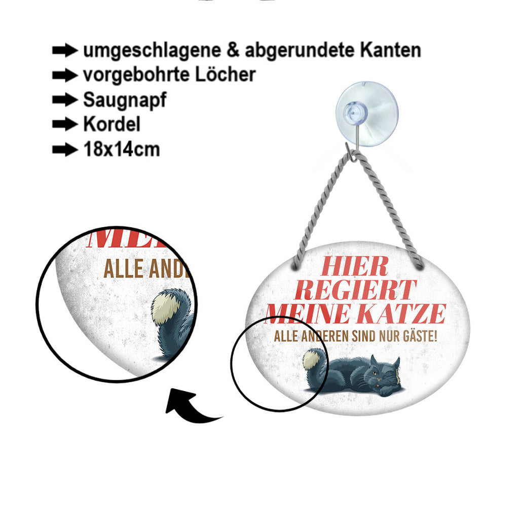 Blechschild ''Hier regiert meine Katze'' 18x14cm