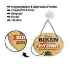 Blechschild ''Zum Biken geboren, zur Arbeit gezwungen (Motorrad)'' 18x14cm
