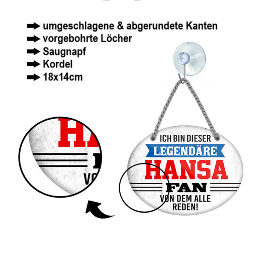 Blechschild ''Ich bin dieser legendäre Hansa Fan'' 18x14cm
