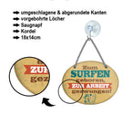 Blechschild ''Zum Surfen geboren, zur Arbeit gezwungen'' 18x14cm