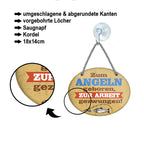 Blechschild ''Zum Angeln geboren, zur Arbeit gezwungen'' 18x14cm