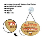 Blechschild ''Zum Saufen geboren, zur Arbeit gezwungen'' 18x14cm