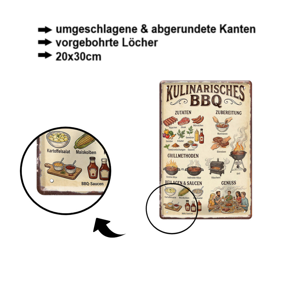 Blechschild ''Kulinarisches BBQ'' 20x30cm