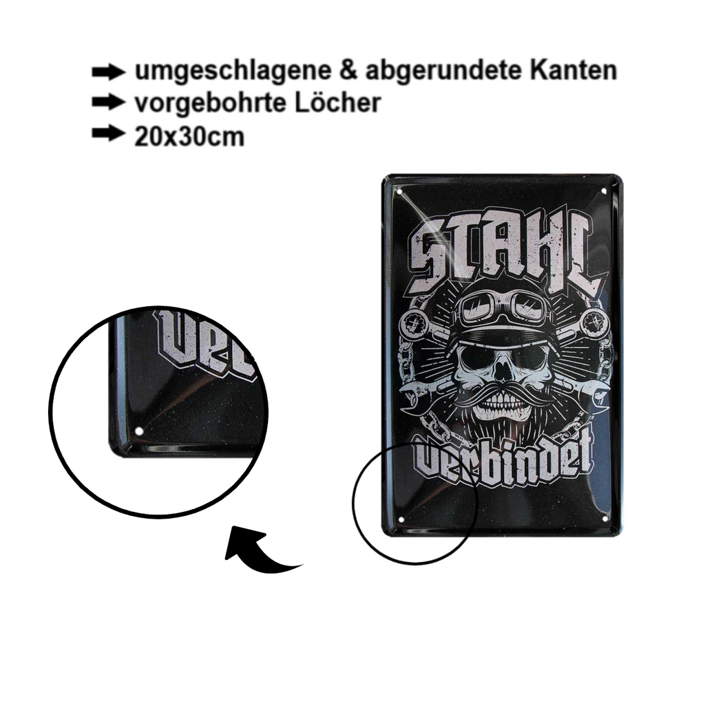 Blechschild ''Stahl verbindet'' 20x30cm