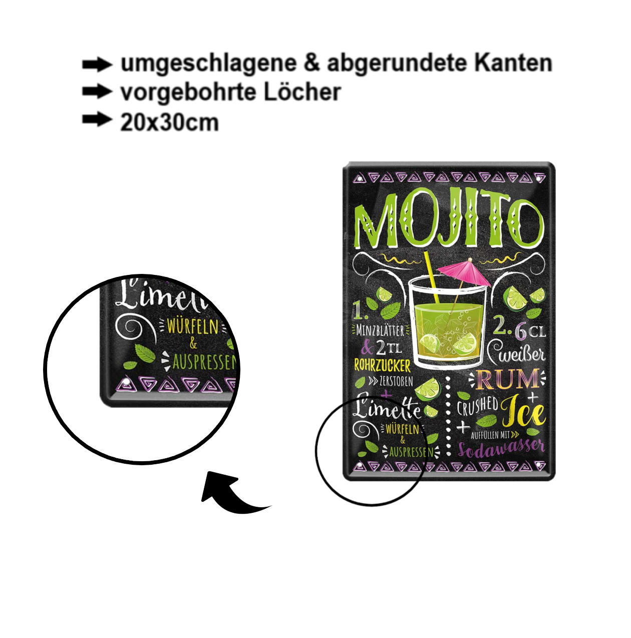 Blechschild ''Mojito'' 20x30cm