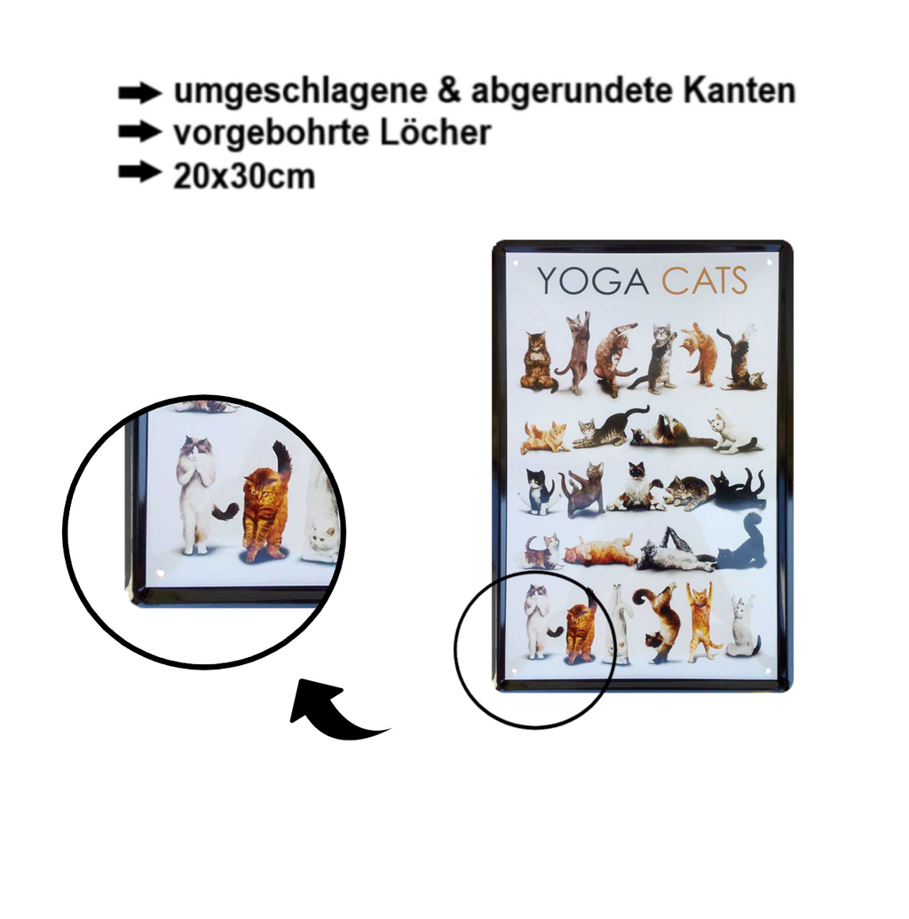 Blechschild ''Yoga Cats'' 20x30cm