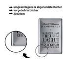 Blechschild ''Herzlich Willkommen sei unser Gast, Freu dich Lach'' 20x30cm